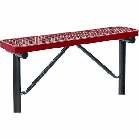 GLOBAL INDUSTRIAL 4ft Outdoor Steel Flat Bench, Expanded Metal, In Ground Mount, Red 695741IRD